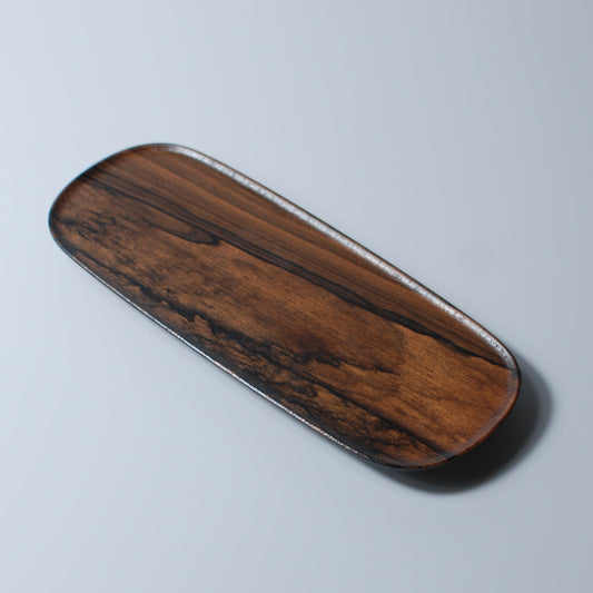 Shadow Stream - Handcrafted | Black Persimmon Wood Long Tray