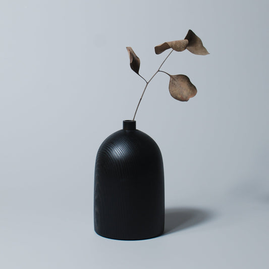 Round Shade - Handcrafted | Black Ash Wood Art Vase